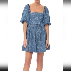 Avec Les Filles,Blue Puff Sleeve ❤️ Dress, Size L